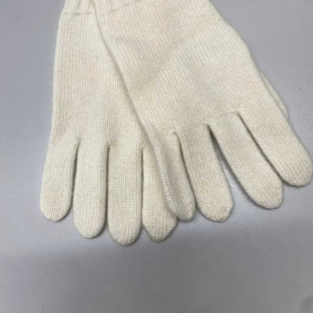 NEW STATE Cashmere Unisex Plain Knit Gloves – Undyed White – One Size